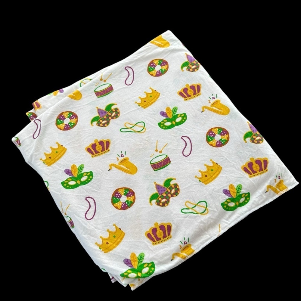 Angel Dear Unisex Baby Mardi Gras Print Bamboo Blanket 45” Square‎ New Orleans